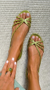 Sandra - Golden Summer Elegance Sandals - Green