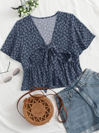ALTHEA™ – Casual Summer V-Neck Flowy Top - Navy Blue
