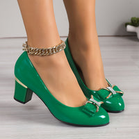 Evelyn | Classic Bow Heels - Green