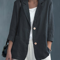 Margaret – Casual Cotton Blazer - Dark Grey