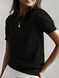 CIELA™ – Lightweight Short Sleeve Crewneck Pullover Top - Black