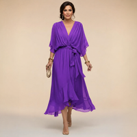 Monica | V-neck dress - Dark Purple