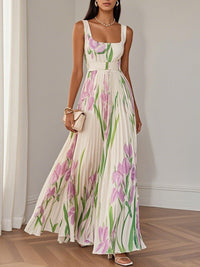 Zelma™ | Pleated Chiffon Maxi Dress - White