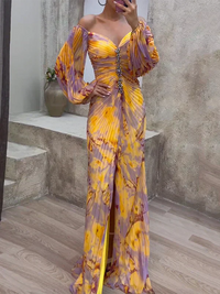 Amelia™ | Elegant Dress with V-Neck - Multicolor
