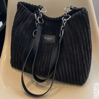 Onyx | Large Capacity Corduroy Tote Bag - Black