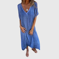 Fiona™ – Elegant Lightweight V-Neck Dress - Blue
