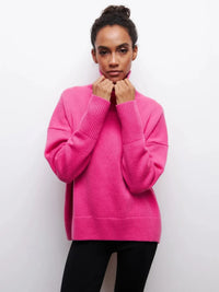 Cittra – Oversized Ribbed Turtleneck Sweater - Pink