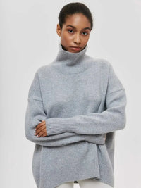 Cittra – Oversized Ribbed Turtleneck Sweater - Grey