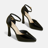 Evette Leather Heels - Black