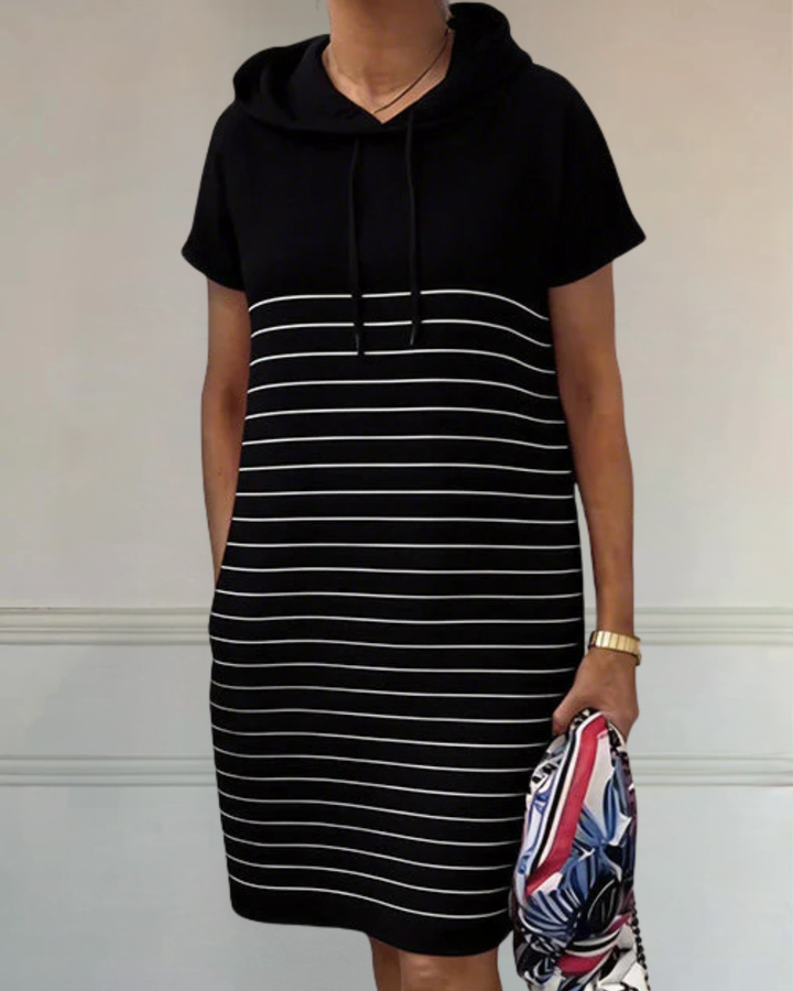 Gavellea | Comfortable Striped Hooded Dress