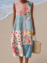 Anna™ Patchwork Midi Dress - Multicolor