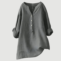 Evie | Comfortable Linen Blouse - Grey