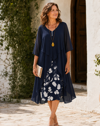 Odette | Layered Maxi Dress - Navy