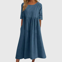 Haisley™ | Elegant Short-Sleeved Dress - Blue