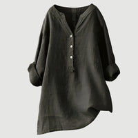 Evie | Comfortable Linen Blouse - Dark Grey
