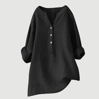 Evie | Comfortable Linen Blouse - Black