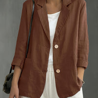 Margaret – Casual Cotton Blazer - Coffee Brown