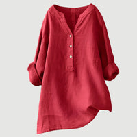 Evie | Comfortable Linen Blouse - Red
