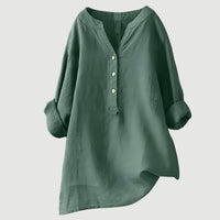 Evie | Comfortable Linen Blouse - Green