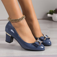 Evelyn | Classic Bow Heels - Navy Color
