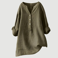 Evie | Comfortable Linen Blouse - Brown
