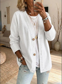 Dariah - Denim Button Coat - White