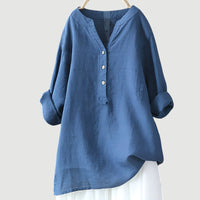 Evie | Comfortable Linen Blouse - Blue