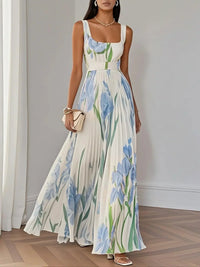 Zelma™ | Pleated Chiffon Maxi Dress - Light Blue