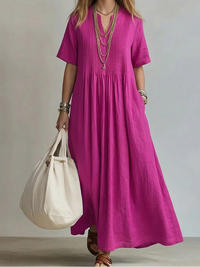 Noor | Elegant Flowing Pleated Dress - Pink