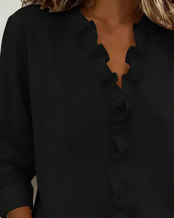 Aletta – Blouse Élégante et Flatteuse à Volants avec Décolleté en V