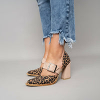 Timeless Elegant Real Leather Heels - Khaki