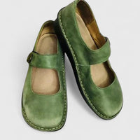 MARY JANE ORTHOPEDIC REAL LEATHER SHOES - Green