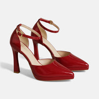 Evette Leather Heels - Red