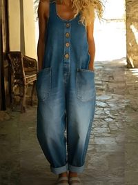 Saylor - Vintage Soft Cotton Denim-Look Overalls - Denim