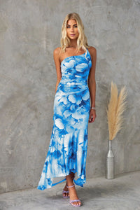 Layla™ | One-Shoulder Pleated Dress - Blue