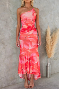 Layla™ | One-Shoulder Pleated Dress - Red