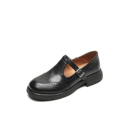 Elegant Mary Janes Made Of Leather - Black