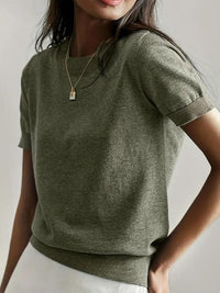 CIELA™ – Lightweight Short Sleeve Crewneck Pullover Top - Olive Green
