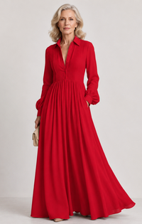 Lioren | Soft Flow Maxi Dress - Red
