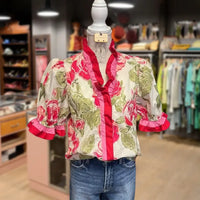 Alitzel™ | Everyday Sweet Ruffle Stripe Floral Top - S