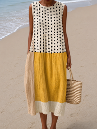 Leah™ Colorblock Polka Dot Midi Dress - Multicolor