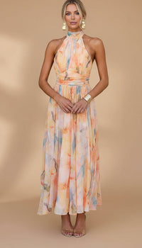 Ava™ | Printed Maxi Dress - Peach