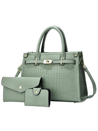 ALENOR™ – Crocodile Embossed Large Capacity Crossbody Handbag Set - Pale Green