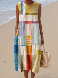 Eve™ Geometric Pattern Midi Dress - Multicolor