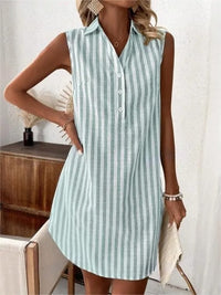 Frenzi | Striped Shirt Dress - Green