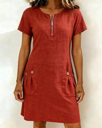 Darcie | Casual A-Line Dress - Red