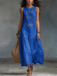 Geneva - Sleeveless Maxi Dress - Blue