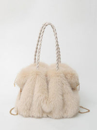 Bethany | Women Plush Velvet Shoulder Tote - White