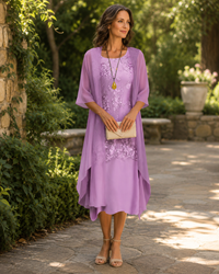 Eleanor | Elegant Chiffon Two-Piece Dress - Purple