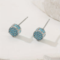 Gilded Turquoise Stud Earrings - Silver